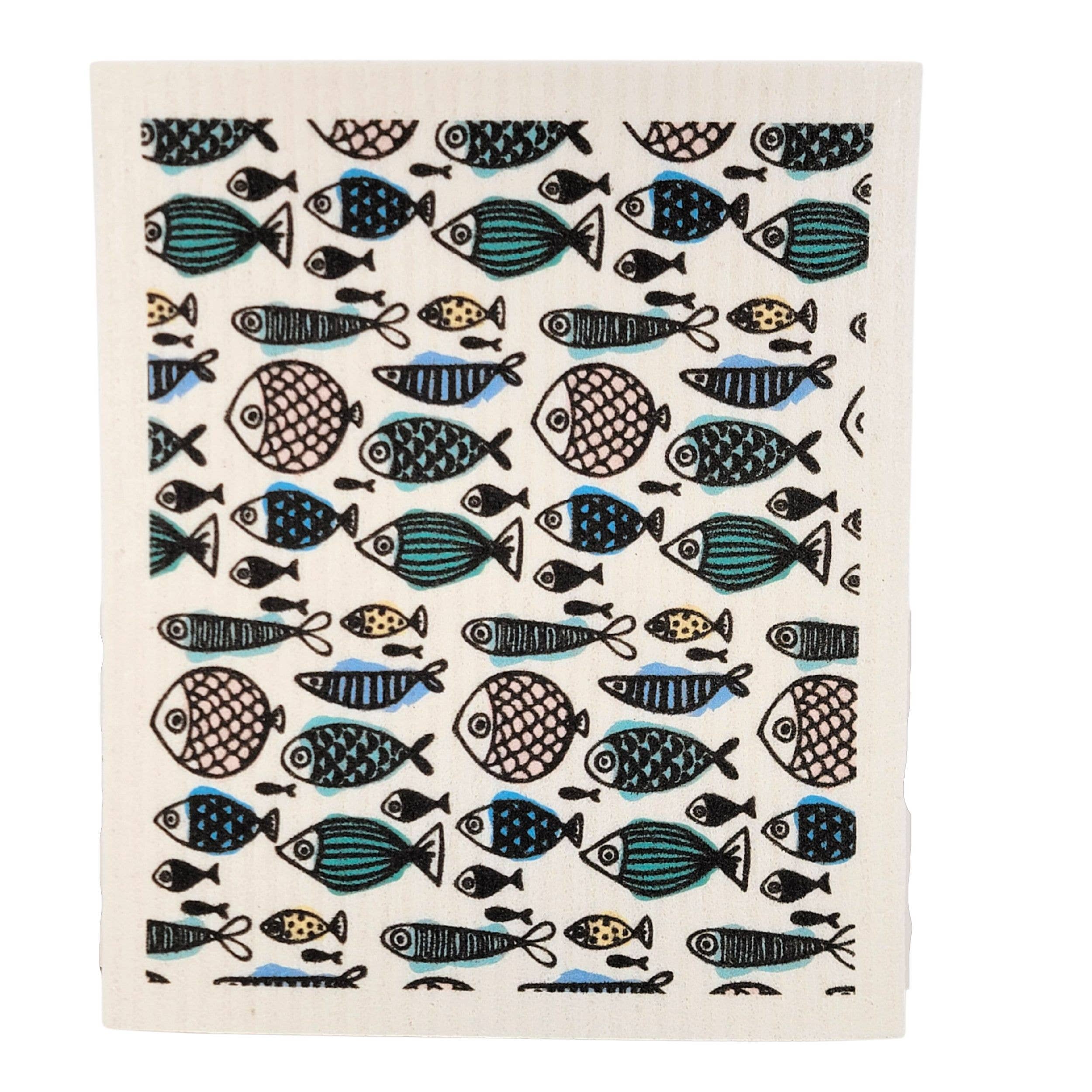 Driftless Summer Fish Pattern Swedish Dishcloth - Beach Home Dishcloth