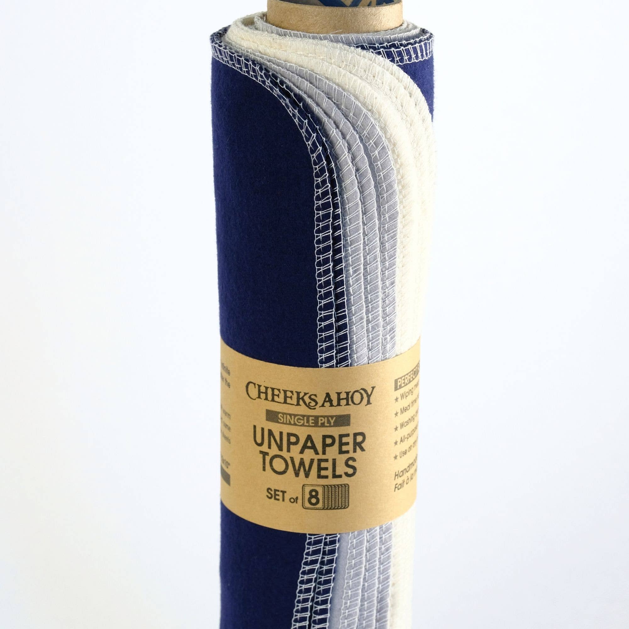 Cheeks Ahoy - Pre-Rolled Unpaper Towels  WN Navy