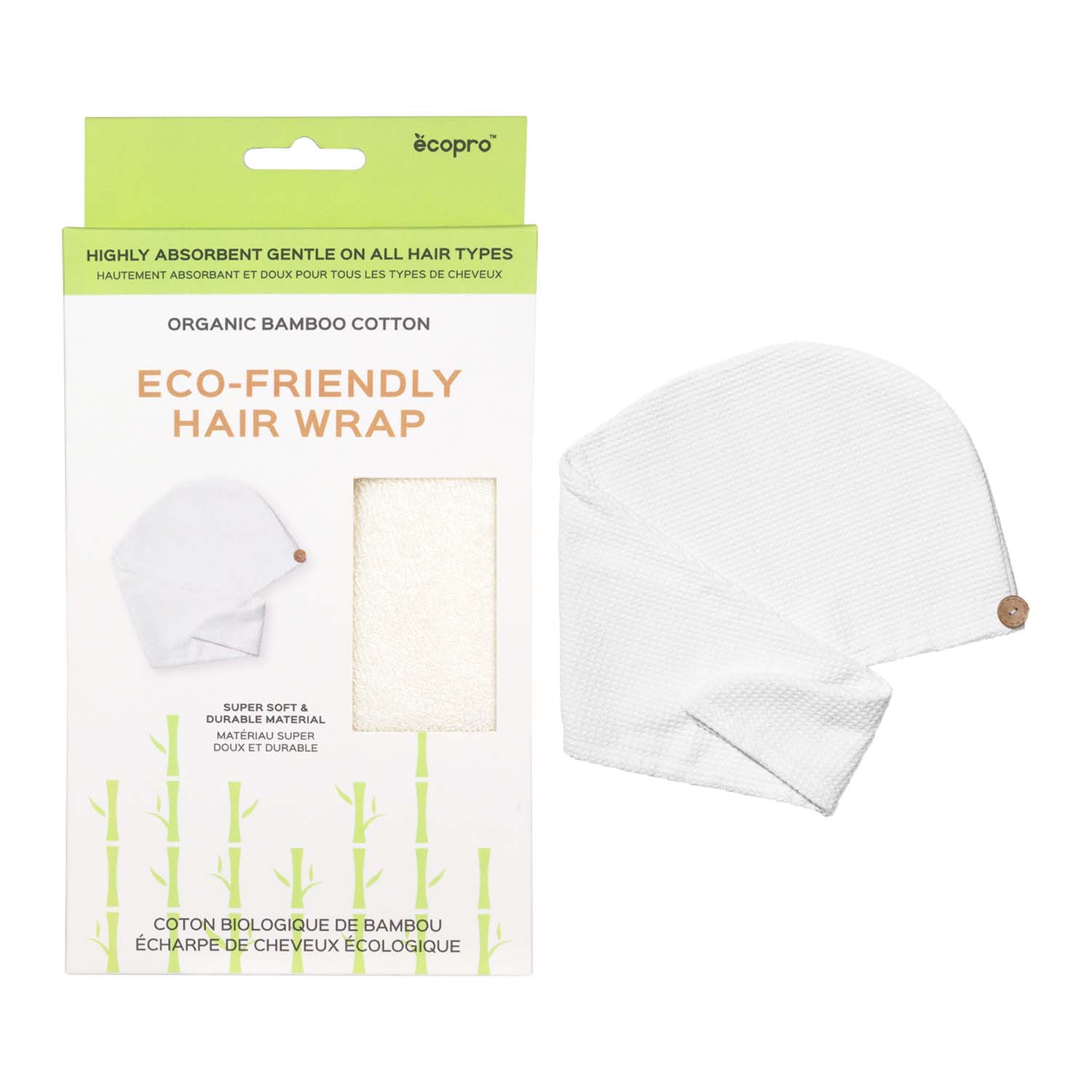 Ecopro Organic Bamboo Cotton Eco-Friendly Hair Turban Wrap