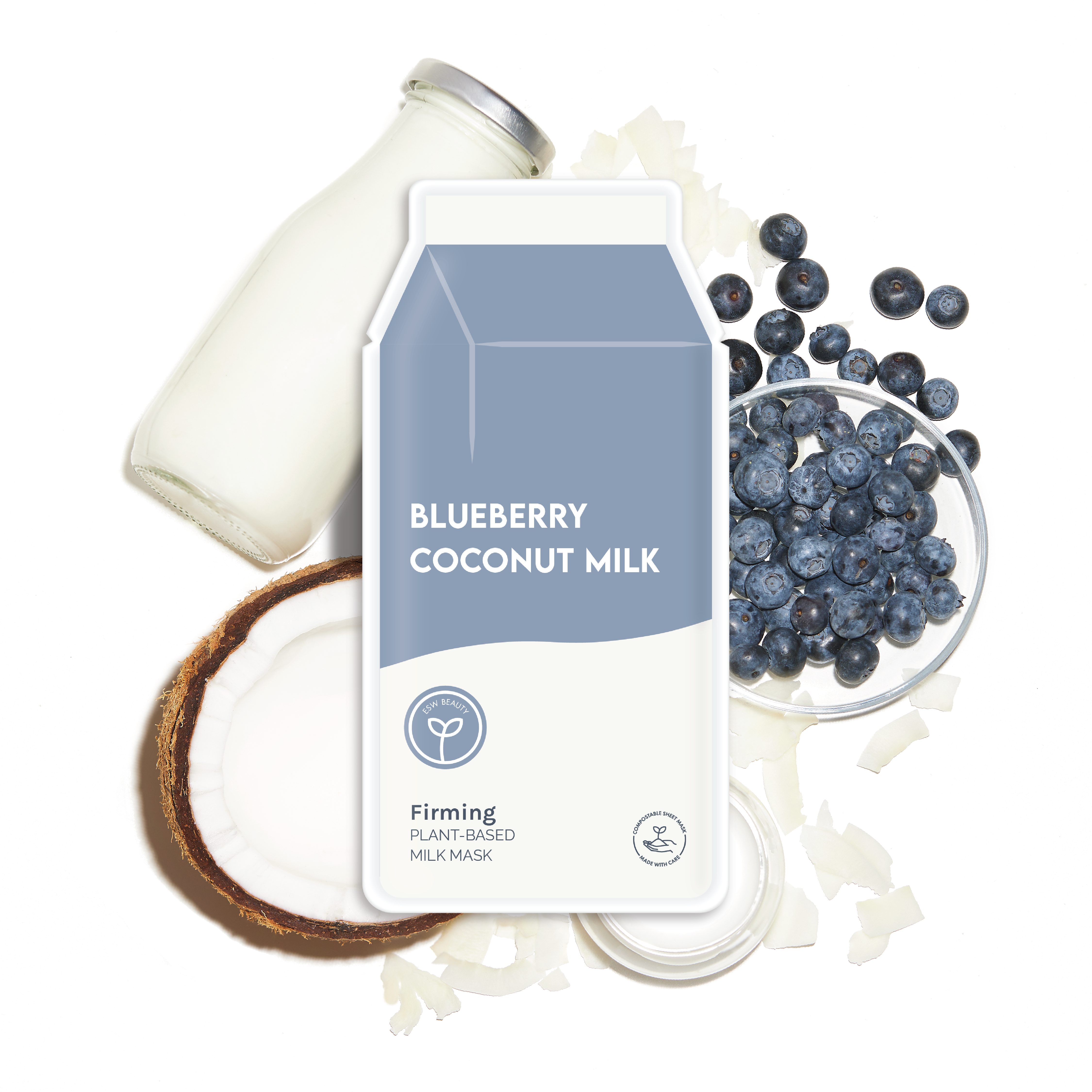 Esw Blueberry Coconut Milk Firming Plant-Based Milk Sheet Mask