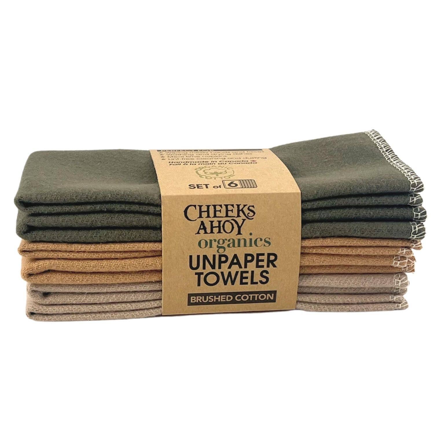 Cheeks Ahoy Organic Brushed Cotton Unpaper Towels Earth Tones